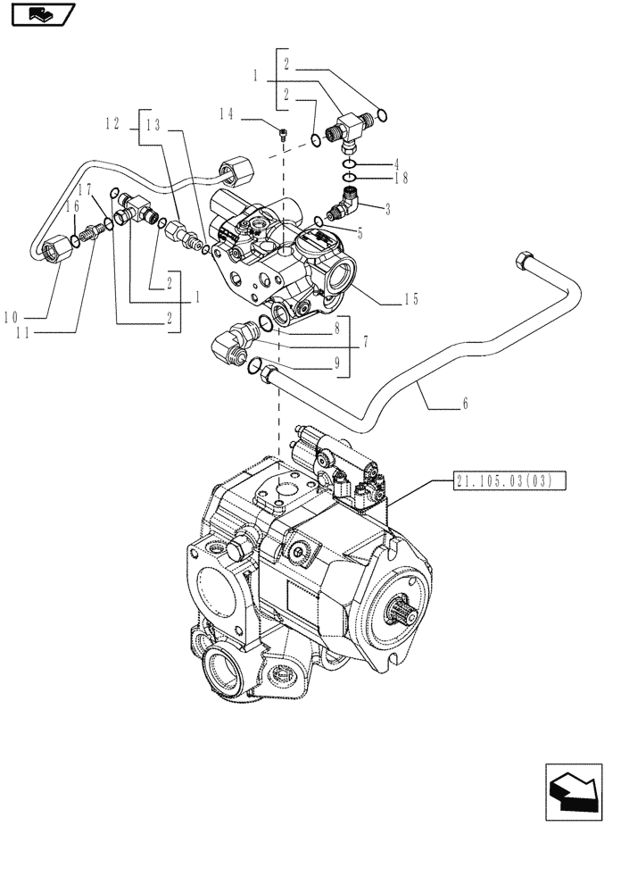 Схема запчастей Case IH MAGNUM 190 - (21.105.03[04]) - HYDRAULIC PUMP, PRIORITY VALVE, WITH CONTINUOUSLY VARIABLE TRANSMISSION (21) - TRANSMISSION