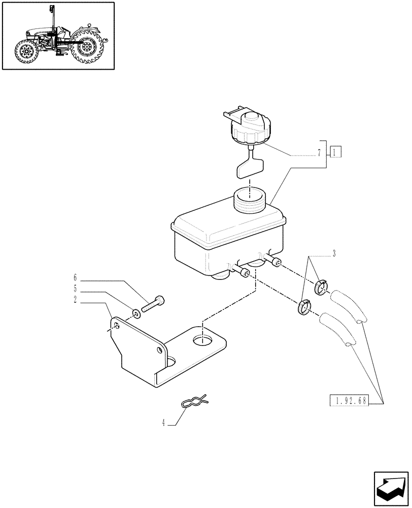 Схема запчастей Case IH JX1095C - (1.68.2) - BRAKING SYSTEM TANK (05) - REAR AXLE