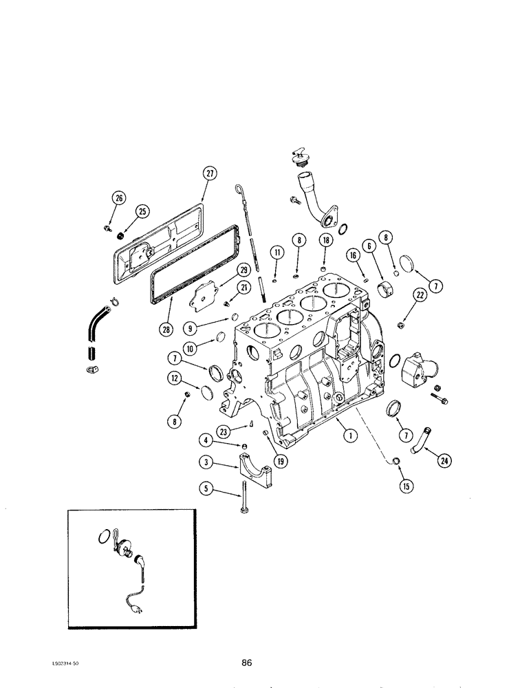 Схема запчастей Case IH 4390T - (086) - CYLINDER BLOCK, 4T-390 ENGINE 