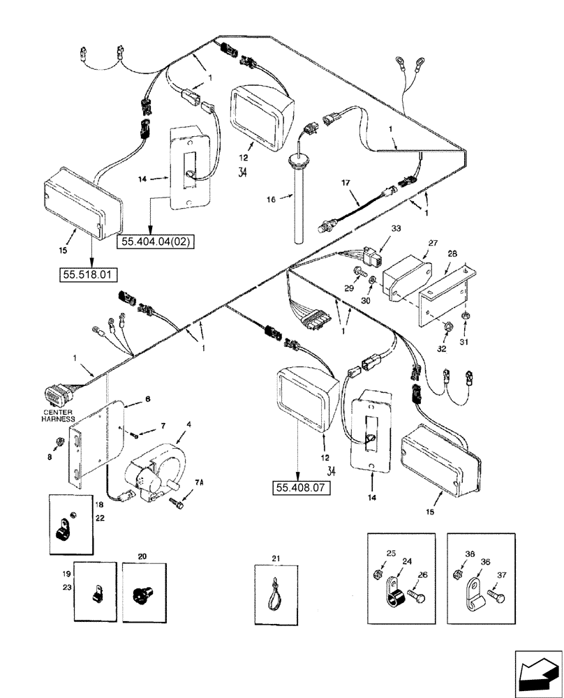 Схема запчастей Case IH 2588 - (55.100.27) - HARNESS, REAR (55) - ELECTRICAL SYSTEMS