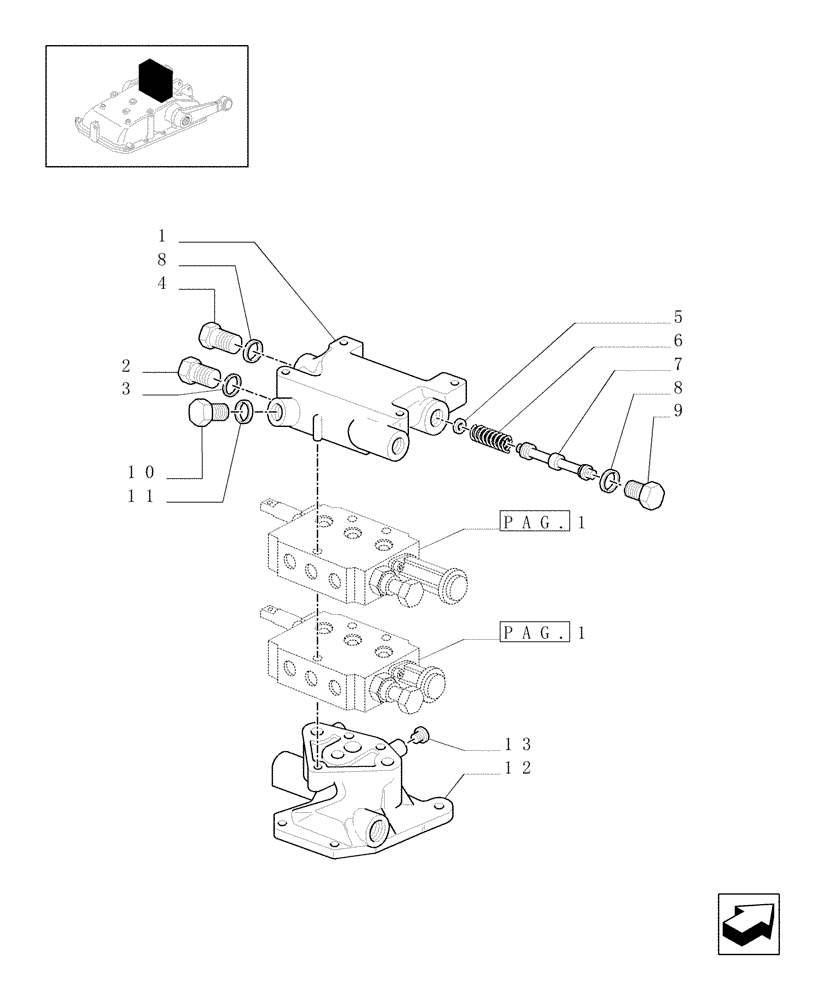 Схема запчастей Case IH JX1075N - (1.82.7/01[02]) - (VAR.821-832) ELECTRONIC LIFT (OPEN CENTER) - EXTRA EXTERNAL CONTROL VALVE AND PIPES, FLANGES - C5484 (07) - HYDRAULIC SYSTEM