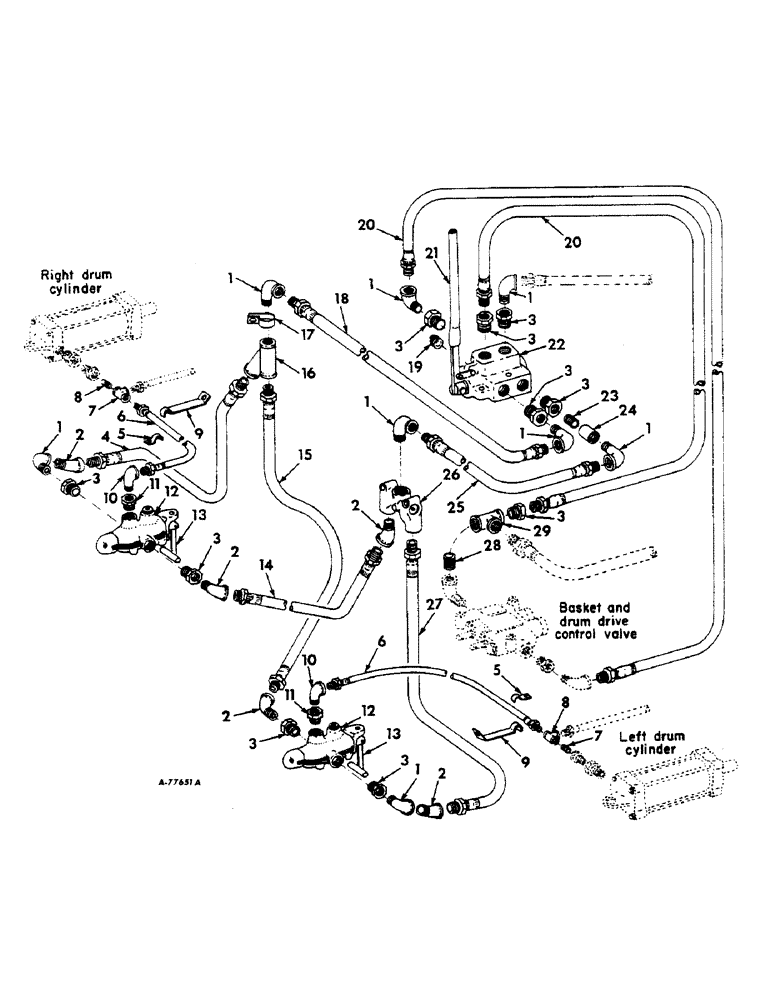 Схема запчастей Case IH 414 - (093) - HYDRAULIC DRUM CONTROL ATTACHMENT, HYDRAULIC LINES AND CONNECTIONS (35) - HYDRAULIC SYSTEMS