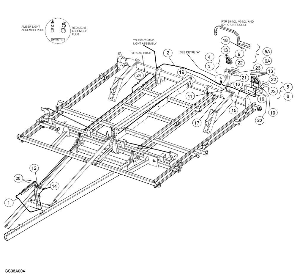 Схема запчастей Case IH TIGERMATE II - (55.404.03) - WARNING AND TAILLIGHT KIT 54-1/2 THROUGH 60-1/2 MODELS (55) - ELECTRICAL SYSTEMS