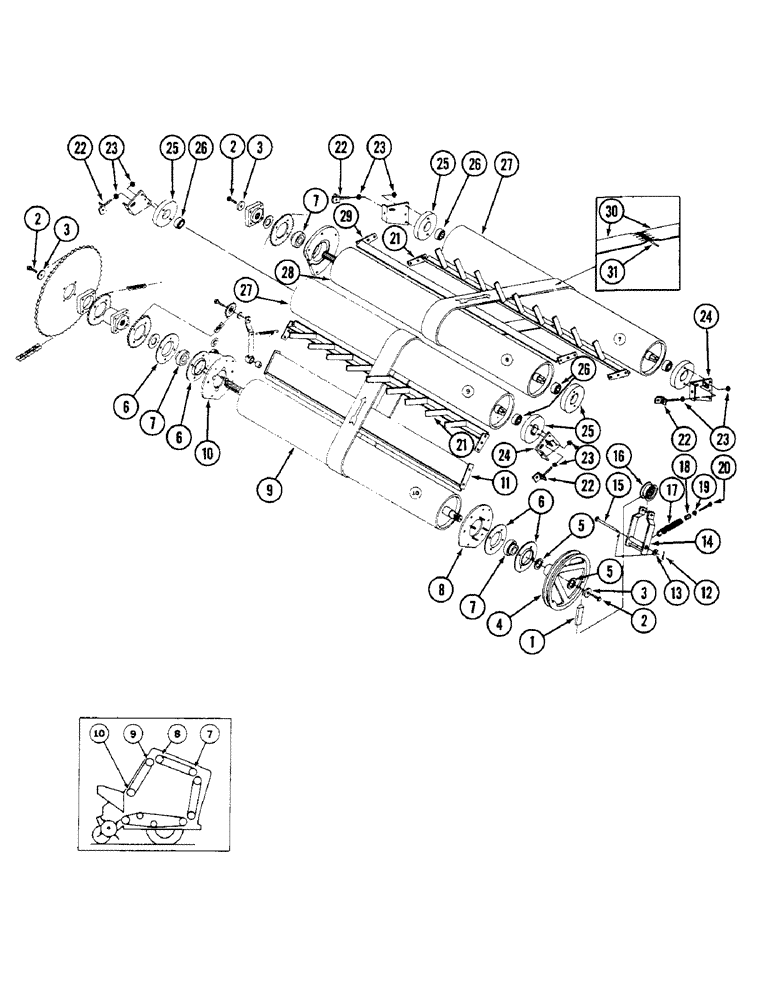 Схема запчастей Case IH 3450 - (58) - BELTS & ROLLER ASSYS 7 - 10, MACHINES W/ 1-1/4" (31 MM) ID HEX BORE BEARINGS, P.I.N. 001281 & AFTER 