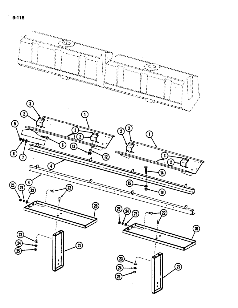 Схема запчастей Case IH 1844 - (9-118) - WATER TANK SUPPORT, 1844 COTTON PICKER (14) - WATER SYSTEM