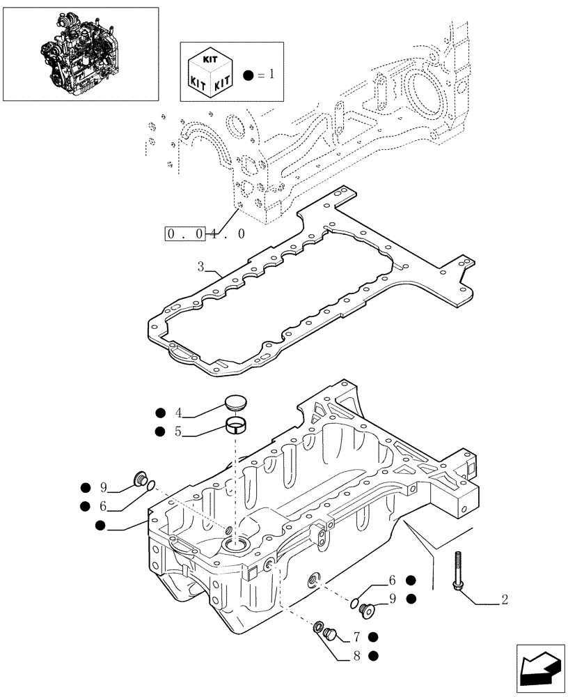 Схема запчастей Case IH JX1080U - (0.04.2) - ENGINE OIL SUMP (01) - ENGINE