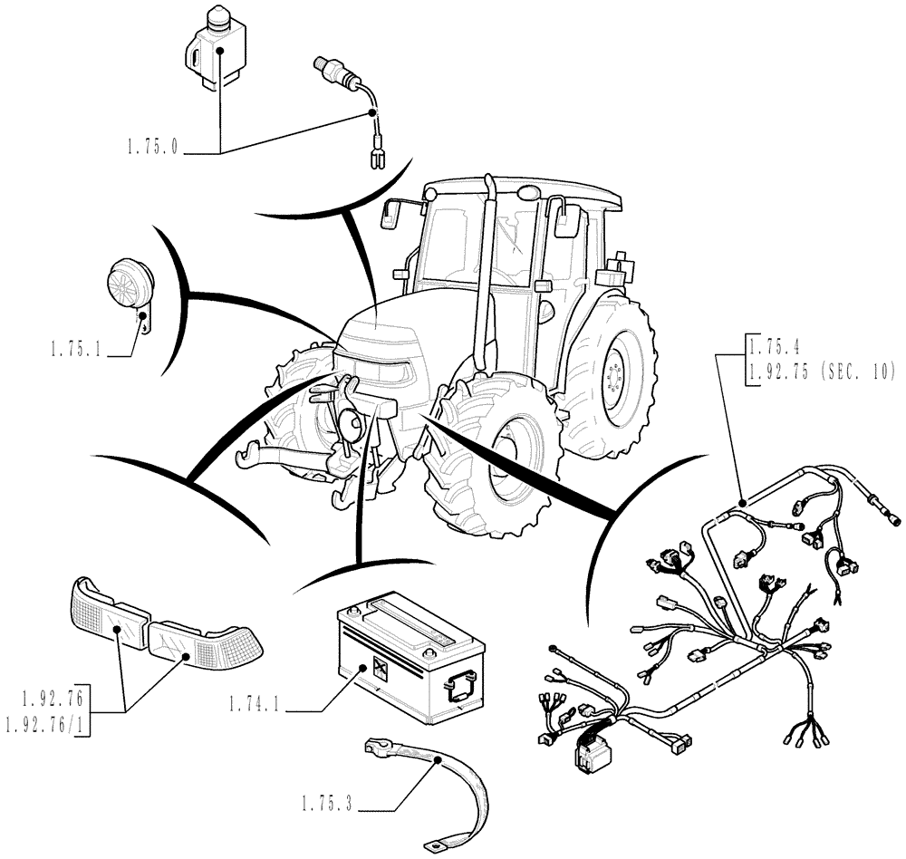 Схема запчастей Case IH JX1060C - (SEC. 06) - ELECTRICAL (00) - GENERAL