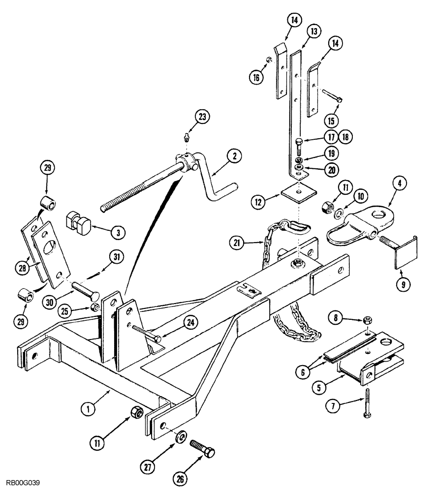 Схема запчастей Case IH 5850 - (09-76) - LEVEL LIFT HITCH, FRONT ADJUSTABLE HITCH (09) - CHASSIS