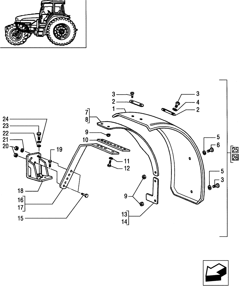 Схема запчастей Case IH JX90 - (1.87.4/01[03]) - (VAR.860) 4WD FRONT MUDGUARDS - 330 MM. (08) - SHEET METAL