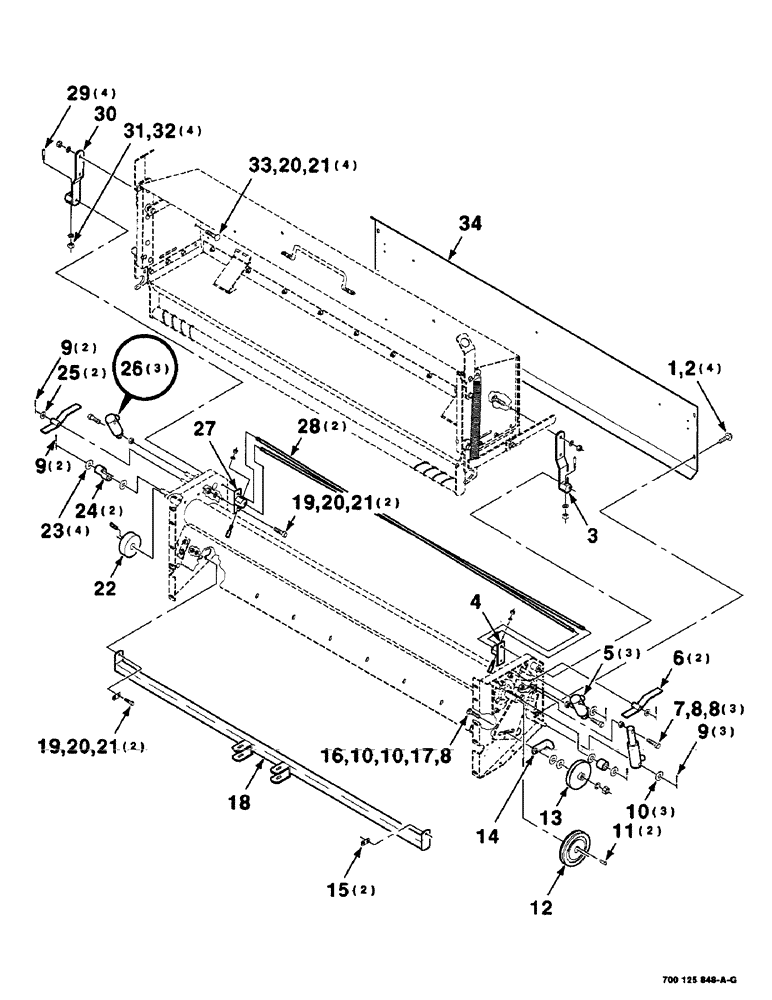 Схема запчастей Case IH 8465 - (9-58) - MESH WRAP KIT, BOX AND ROLLER DRIVE ASSEMBLIES, SERIAL NUMBER CFH0073001 THROUGH CFH0073197 Decals & Attachments