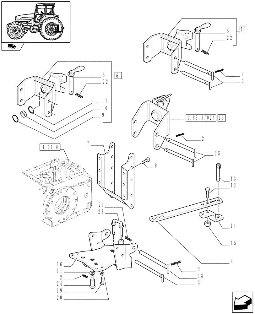 Схема запчастей Case IH FARMALL 95U - (1.89.3/02) - HOOK FOR SEMI-TRAILER (VAR.330893) (09) - IMPLEMENT LIFT