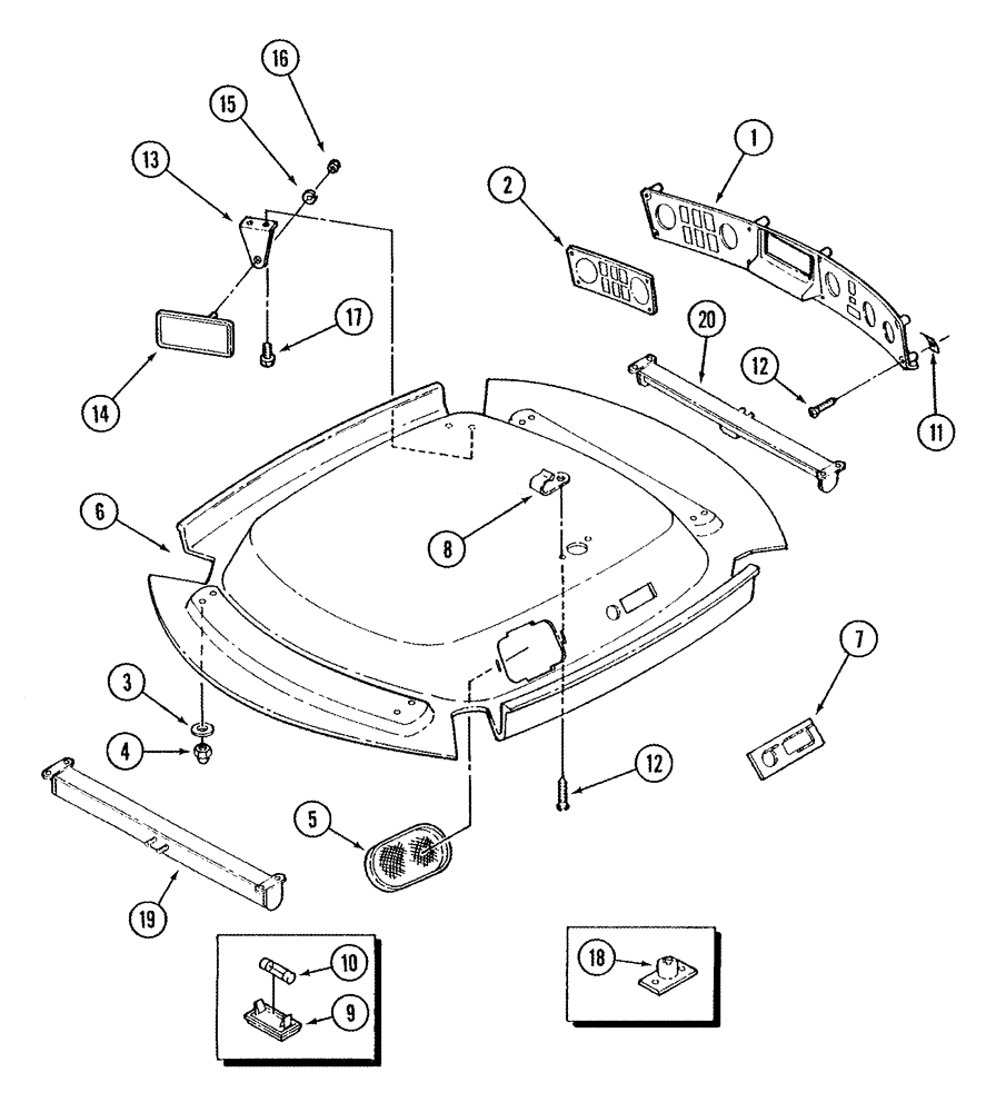 Схема запчастей Case IH STX325 - (09-17) - CAB HEADLINER AND CONTROL PANEL Standard Cab (09) - CHASSIS/ATTACHMENTS