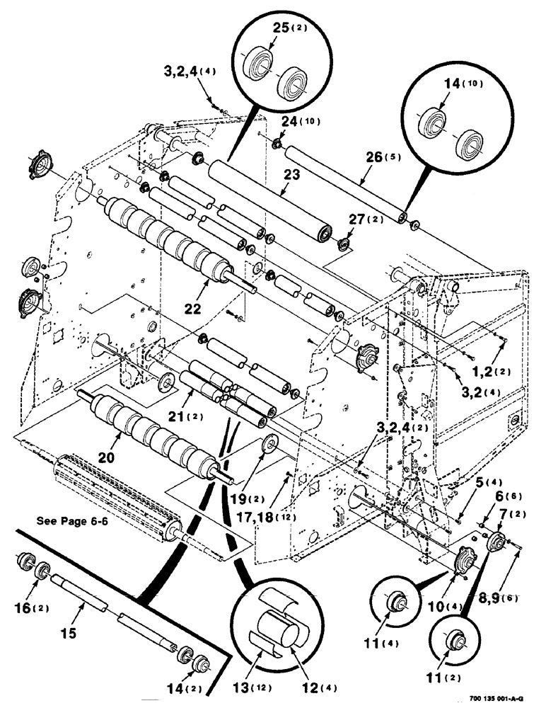 Схема запчастей Case IH 8435 - (6-02) - ROLLER AND SUPPORT ASSEMBLIES, SERIAL NUMBER CFH0124001 THROUGH CFH0124137 (12) - MAIN FRAME