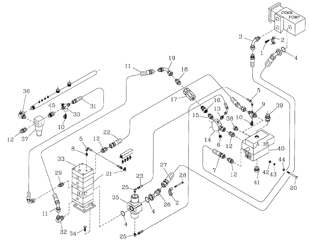 Схема запчастей Case IH 7700 - (B07[01]) - HYDRAULIC CIRCUIT,  BASECUTTER, COMMERCIAL PUMP, HIGH HORSEPOWER Hydraulic Components & Circuits