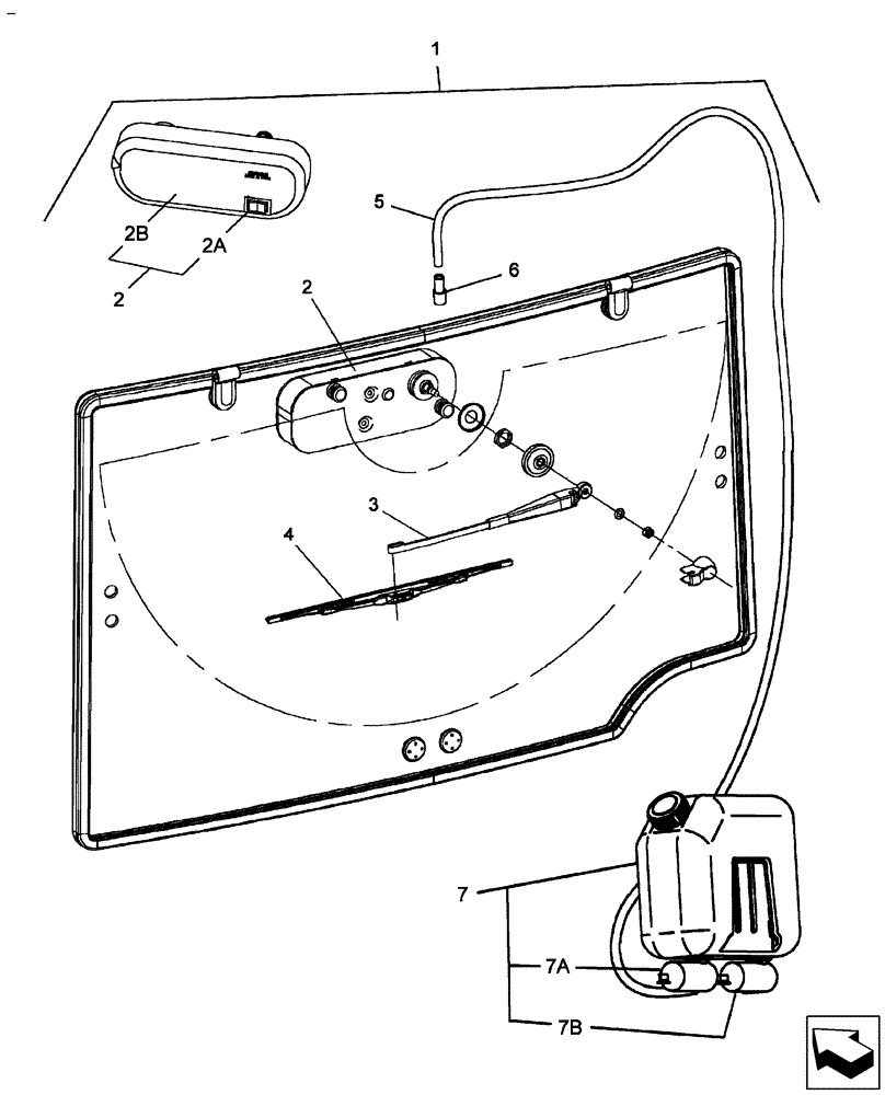 Схема запчастей Case IH DX60 - (10.17) - REAR WINDSHIELD WIPER/WASHER DIA - 710642016 (10) - OPERATORS PLATFORM/CAB