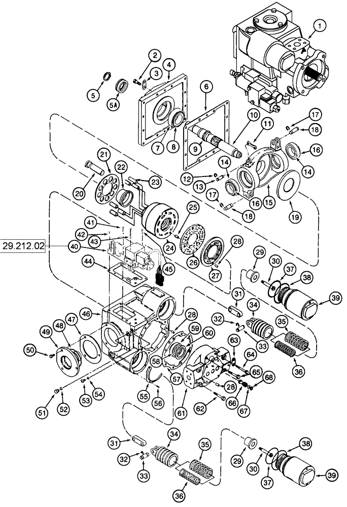 Схема запчастей Case IH 625 - (29.212.02) - TANDEM PUMP ASSEMBLY - HYDROSTATIC (FRONT) (29) - HYDROSTATIC DRIVE