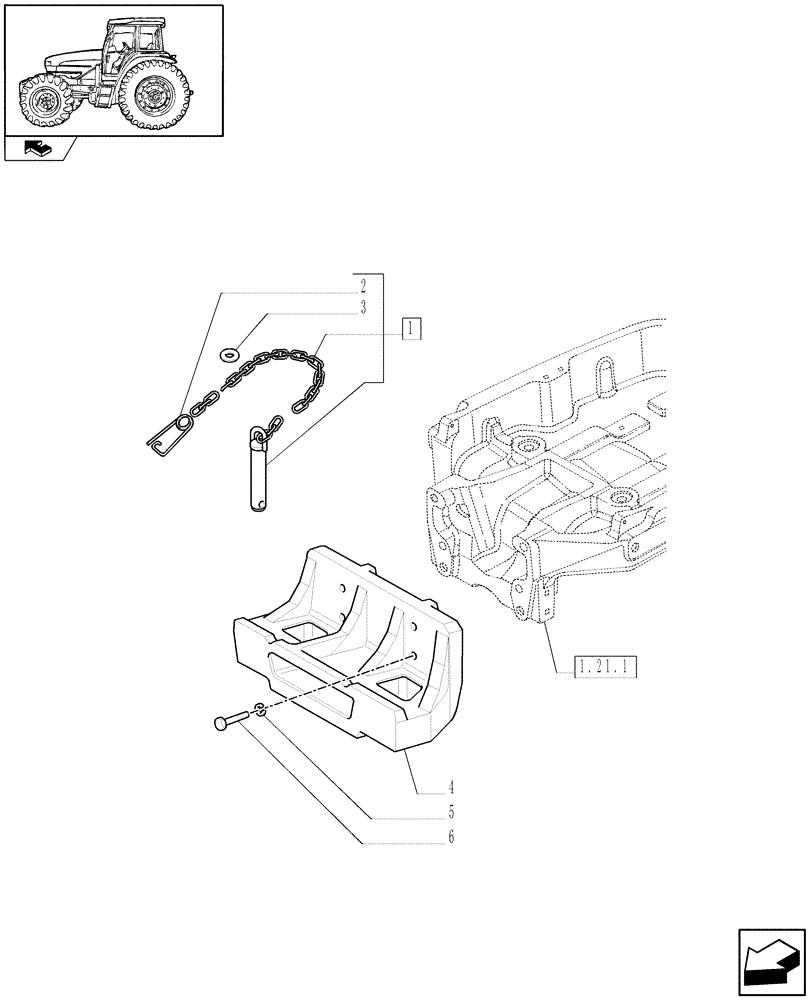 Схема запчастей Case IH FARMALL 105U - (1.44.0) - FRONT SUPPORT BALLAST (VAR.330225) (04) - FRONT AXLE & STEERING