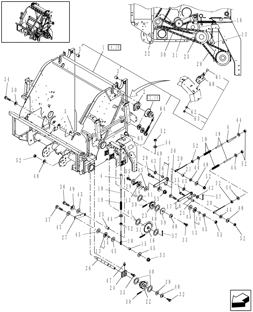 Схема запчастей Case IH RB564 - (12.09) - MAIN FRAME & DRIVE, LH (12) - MAIN FRAME