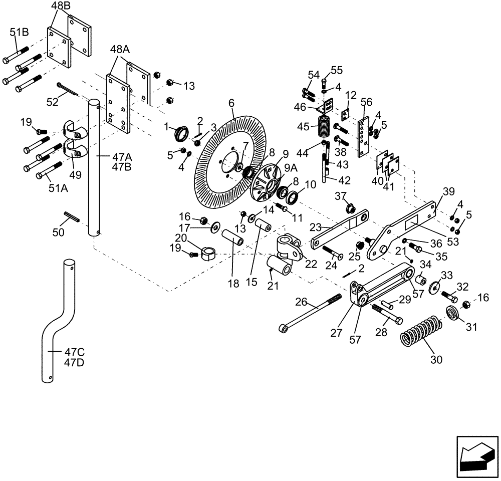 Схема запчастей Case IH 1240 - (75.110.22) - LIQUID FERTILIZER COULTER WITH PARALLEL LINKAGE & HORIZONTAL CUSHION SPRING (75) - SOIL PREPARATION