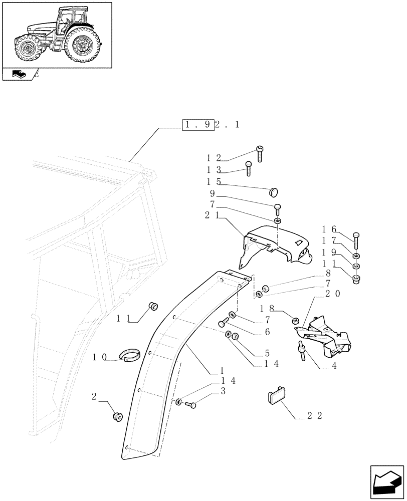 Схема запчастей Case IH FARMALL 105U - (1.92.5[01]) - REAR FENDERS - W/CAB - C6797 (08) - SHEET METAL