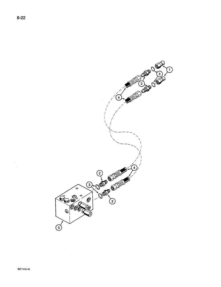 Схема запчастей Case IH 8600 - (8-22) - HYDRAULIC CONTROL LINES, WING FOLD COUPLERS TO COMPOSITE VALVE (08) - HYDRAULICS