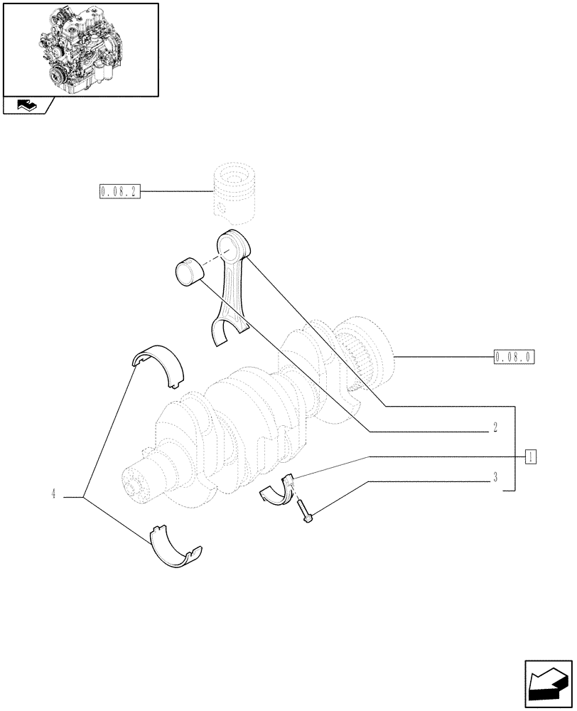 Схема запчастей Case IH MAXXUM 120 - (0.08.1) - CONNECTING ROD (STD + VAR.330003-332115) (01) - ENGINE