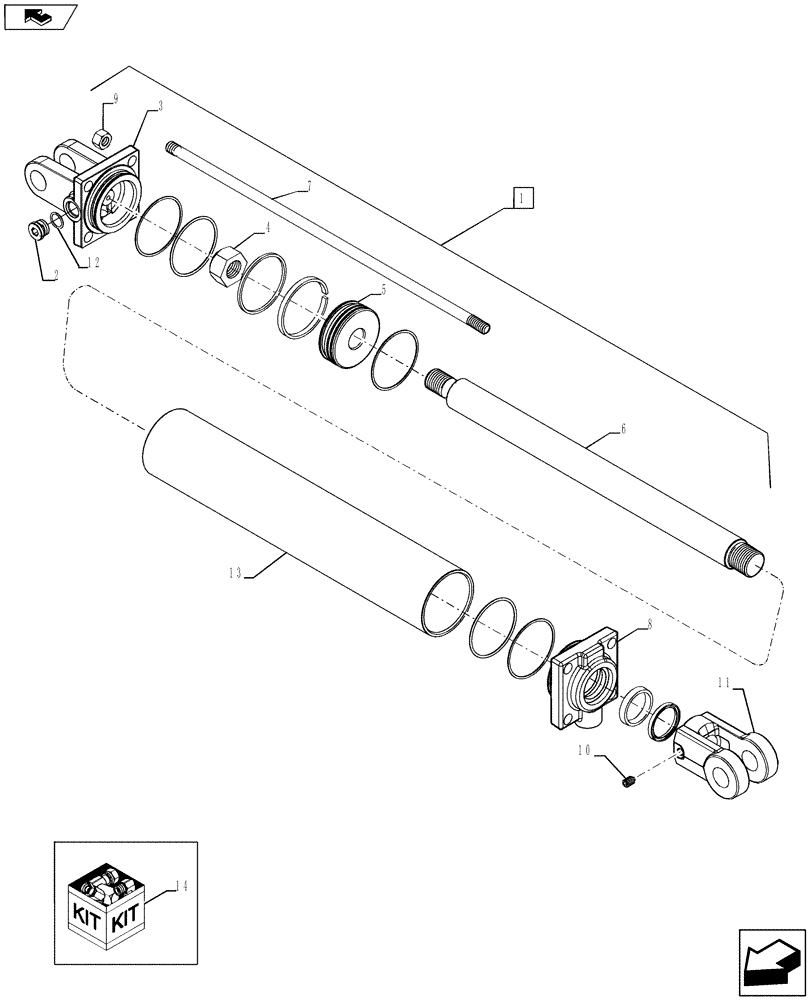 Схема запчастей Case IH 950 - (35.100.04) - WING CYLINDER 8 - 12 ROW (35) - HYDRAULIC SYSTEMS