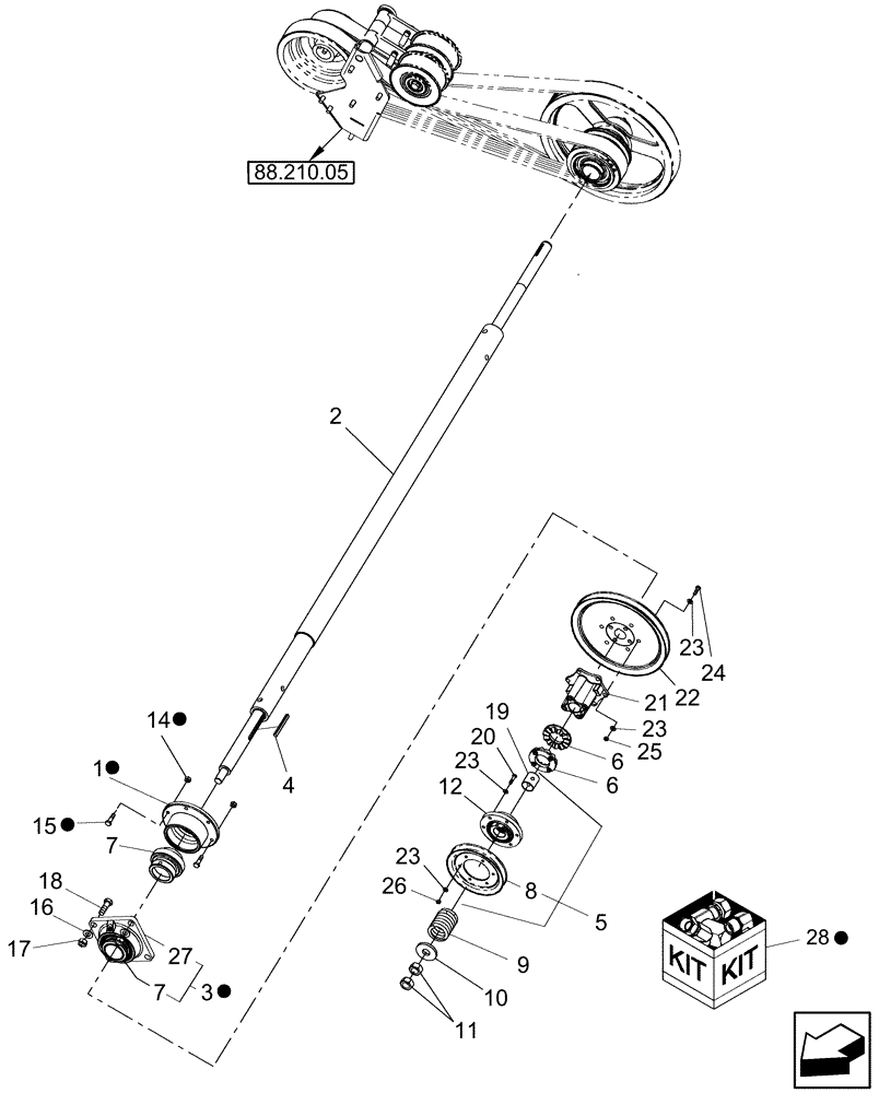 Схема запчастей Case IH 9120 - (88.210.01[02]) - STRAWCHOPPER DRIVE - 8120/8120(LA), 9120 (88) - ACCESSORIES