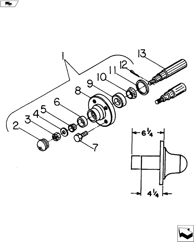 Схема запчастей Case IH H-SERIES - (44.100.01) - Q-633 HUB AND SPINDLE ASSEMBLY (44) - WHEELS