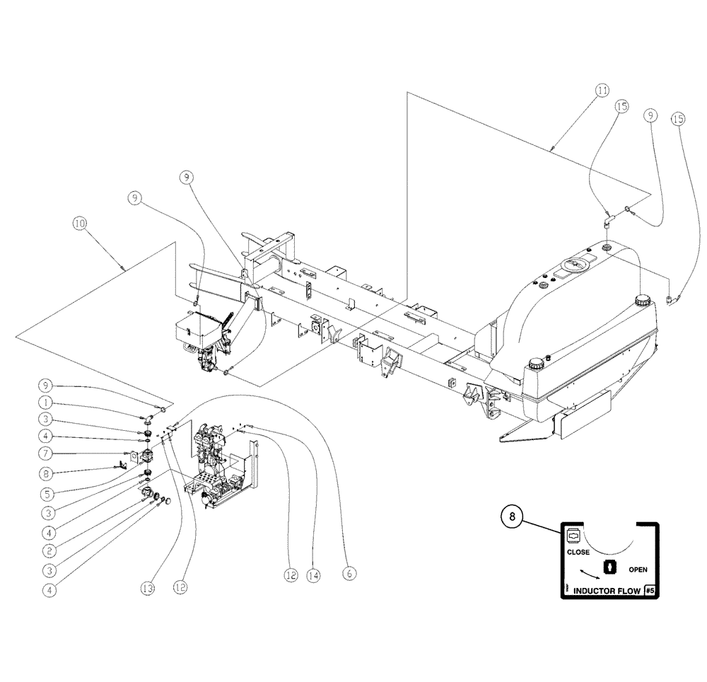 Схема запчастей Case IH 438 - (20-005) - INDUCTOR PLUMBING Reload Control & Chemical Eductor