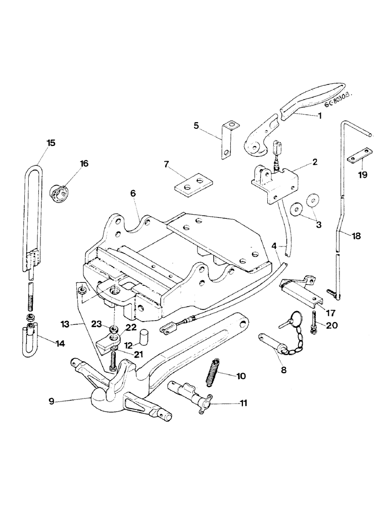 Схема запчастей Case IH 844S - (09-15) - DRAW HOOK WITH LATCH CABLE, FRENCH VERSION (12) - FRAME