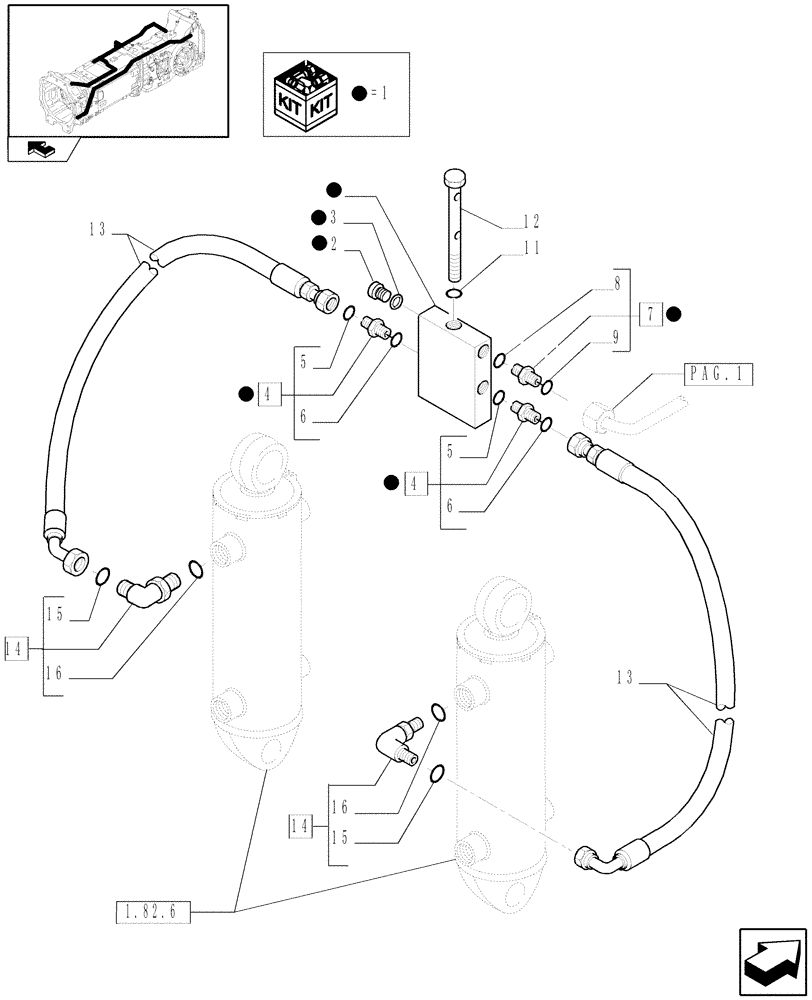 Схема запчастей Case IH PUMA 115 - (1.29.7[02]) - SEMI POWER SHIFT - TRANSMISSION LUBRICATION SYSTEM - PIPES (03) - TRANSMISSION