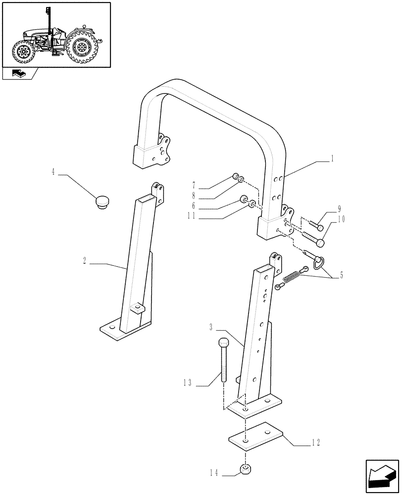 Схема запчастей Case IH FARMALL 95C - (1.92.89/02) - ROLLBAR ASSEMBLY - FOLDABLE ROPS (VAR.332874) (10) - OPERATORS PLATFORM/CAB