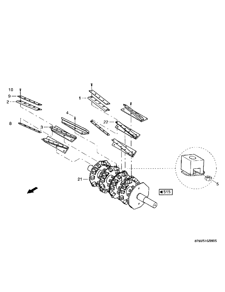 Схема запчастей Case IH 8790 - (099) - CHOPPING UNIT, CHOPPING CYLINDER, MAIZE (64) - CHOPPING