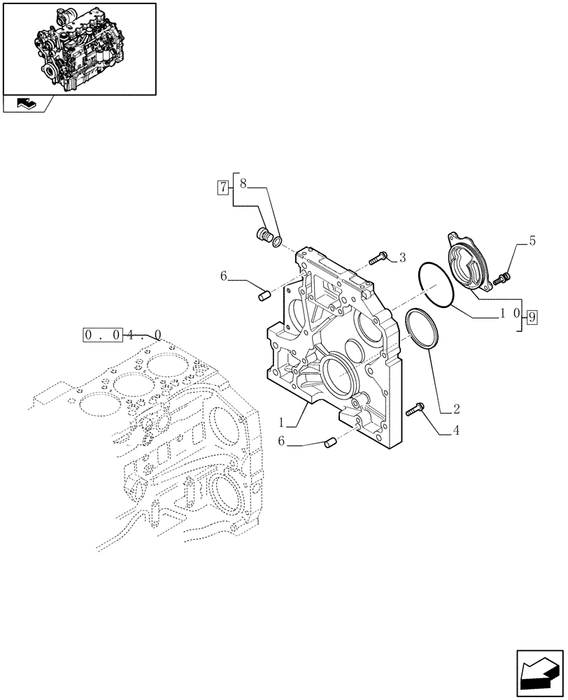 Схема запчастей Case IH PUMA 115 - (0.04.3) - CRANKCASE COVERS (01) - ENGINE