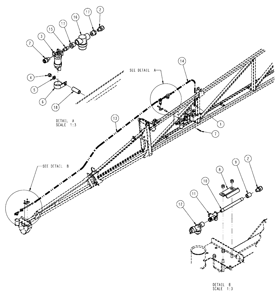 Схема запчастей Case IH SPX4410 - (11-007) - NOZZLE GROUP, LEFT BOOM, 80’ FENCE ROW Options