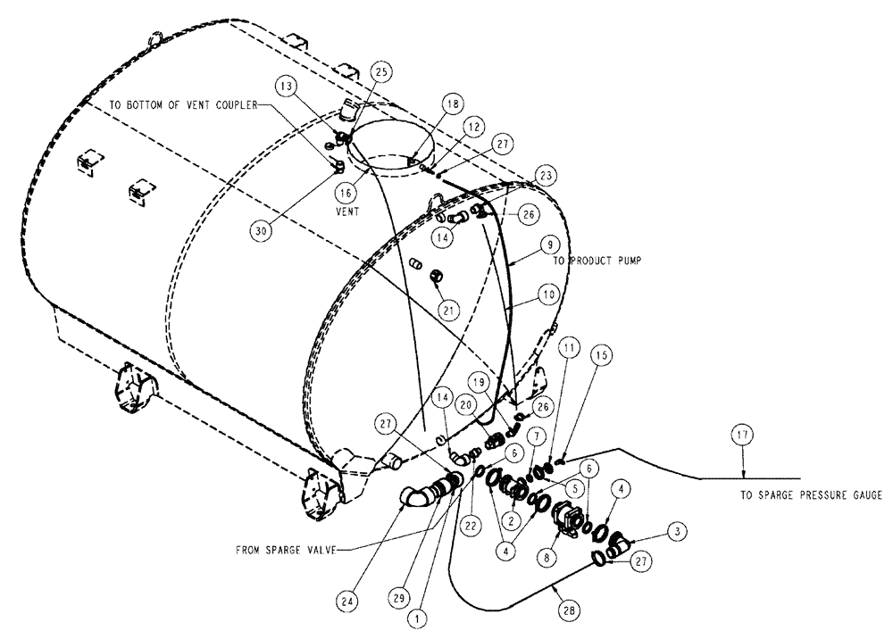 Схема запчастей Case IH SPX3200 - (09-005) - FRONT PLUMBING GROUP Liquid Plumbing