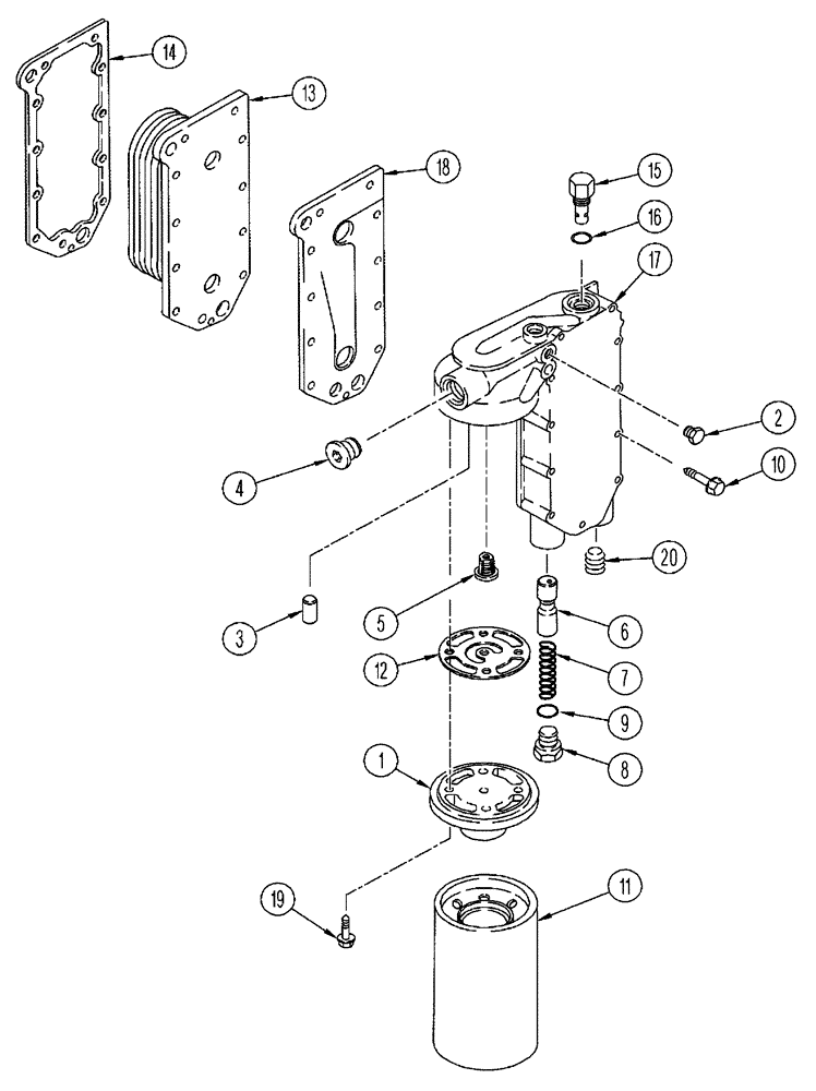 Схема запчастей Case IH FLX4010 - (02-040) - OIL FILTER AND COOLER, FLX4010 & FLX4510 (01) - ENGINE