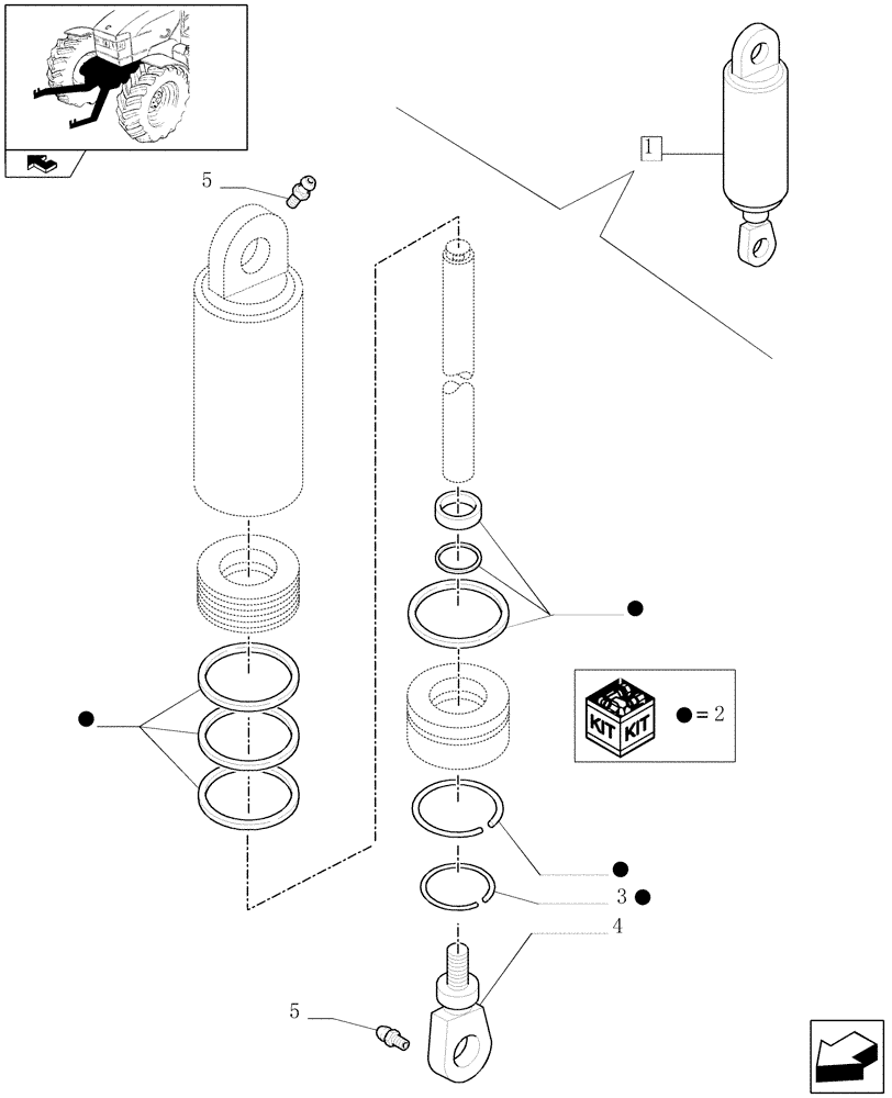 Схема запчастей Case IH PUMA 140 - (1.81.9/02A) - FRONT HYDRAULIC LIFT - HYDRAULIC CYLINDER - BREAKDOWN (VAR.330813) (07) - HYDRAULIC SYSTEM