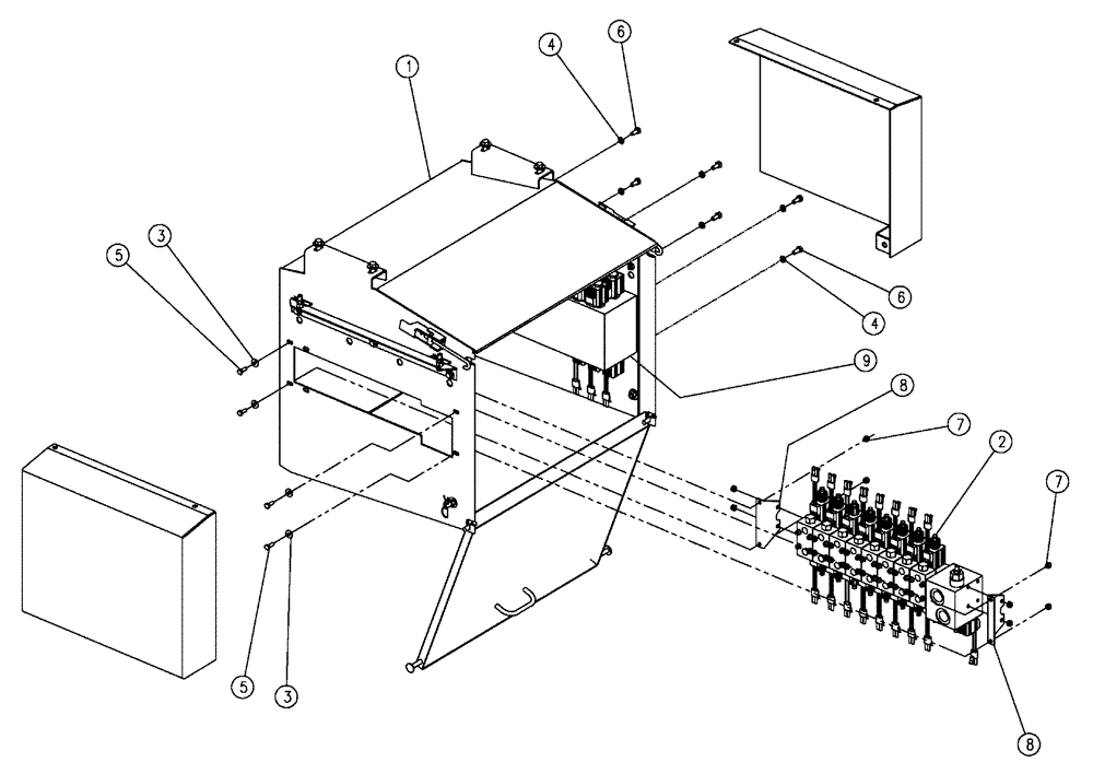 Схема запчастей Case IH 438 - (02-018) - VALVE BOX GROUP, TRIPLE BIN Bin Group