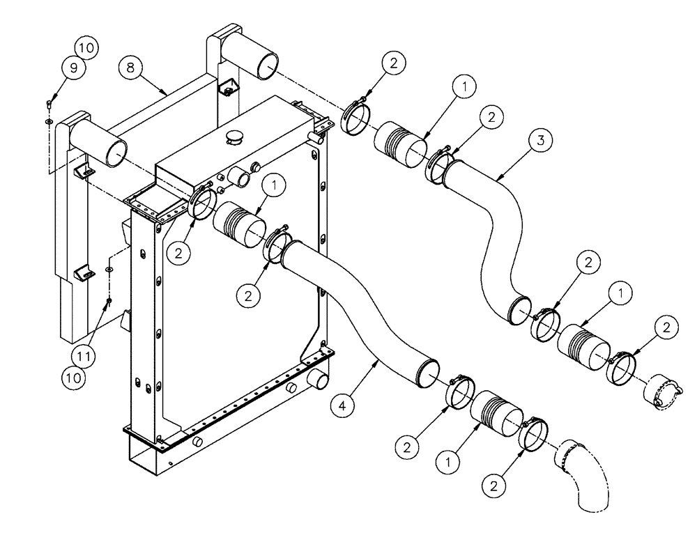 Схема запчастей Case IH FLX3300B - (02-014) - CHARGE AIR COOLER TUBE GROUP (01) - ENGINE