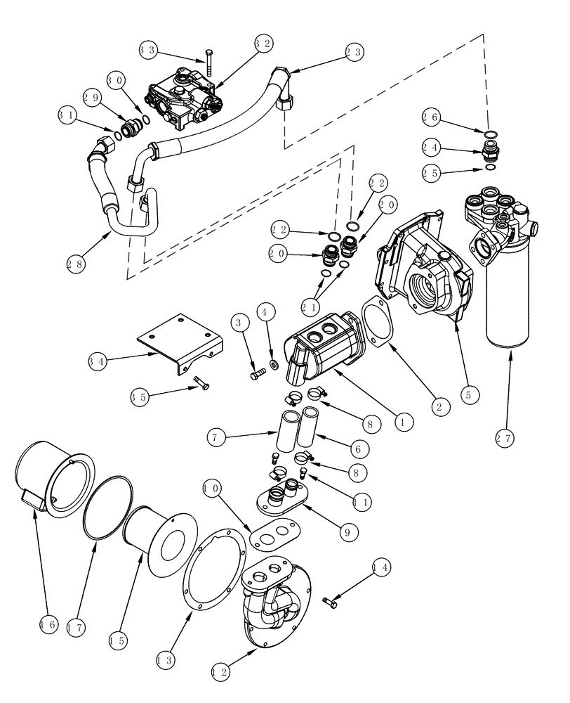 Схема запчастей Case IH MX200 - (08-02) - HYDRAULIC SYSTEM CHARGE PUMP (08) - HYDRAULICS