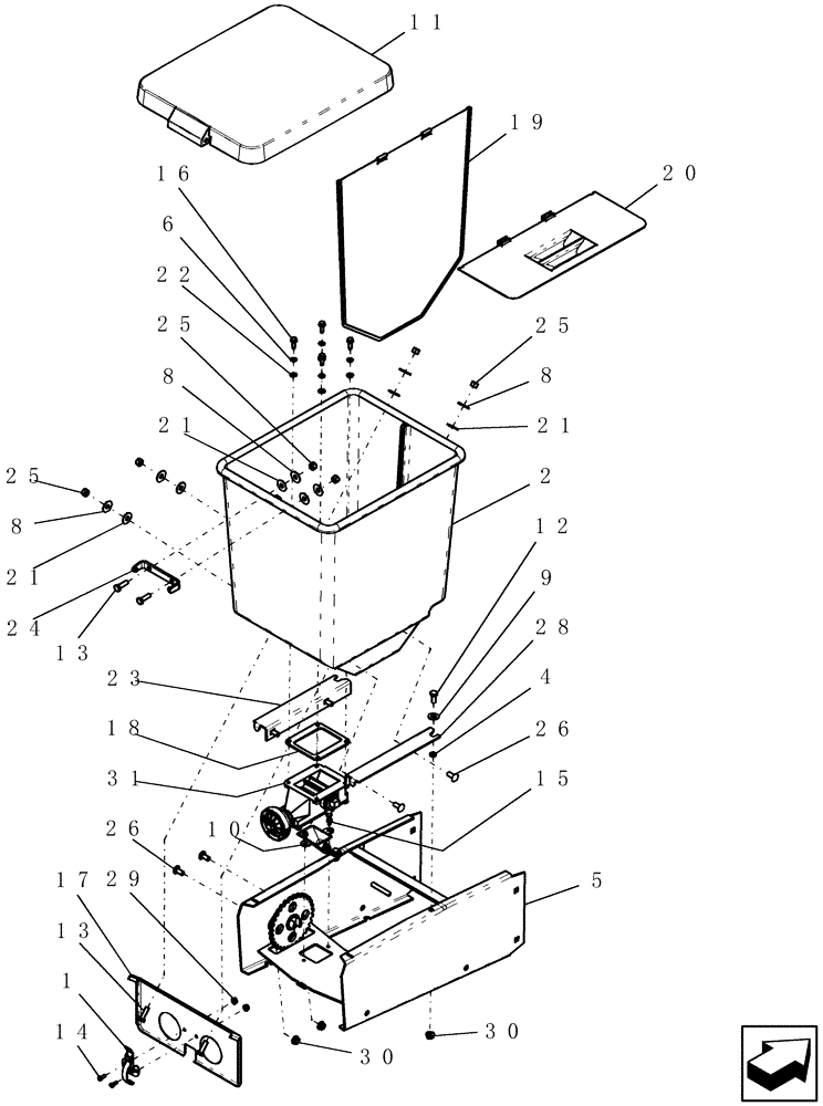 Схема запчастей Case IH 1200PT - (L.40.A[02]) - GRANULAR CHEMICAL ATTACHMENT, HOPPER AND SUPPORT (ASN CBJ0018120) L - Field Processing