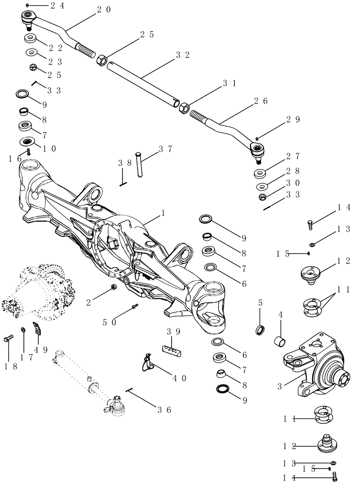 Схема запчастей Case IH MX210 - (05-31) - MFD AXLE HOUSING ASSEMBLY - SUSPENDED WITH 10 BOLT HUB, WITH DIFFERENTIAL LOCK, BSN MY00182861 (05) - STEERING