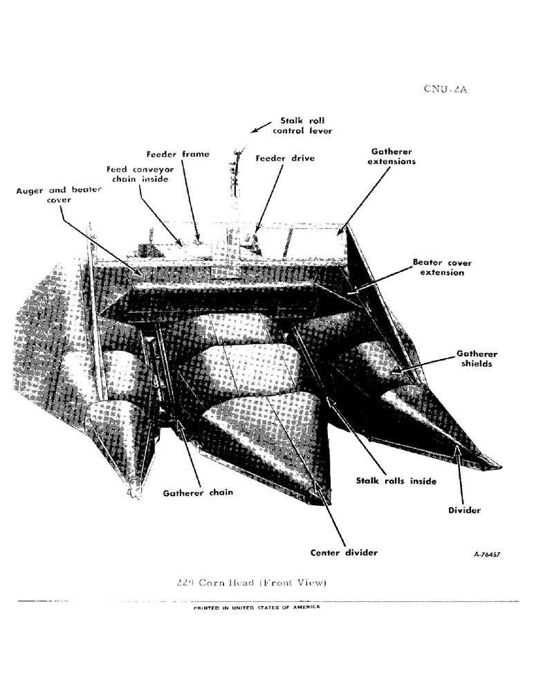 Схема запчастей Case IH 229 - (A-02) - 229 CORN HEAD (FRONT VIEW) (00) - GENERAL & PICTORIAL INDEX