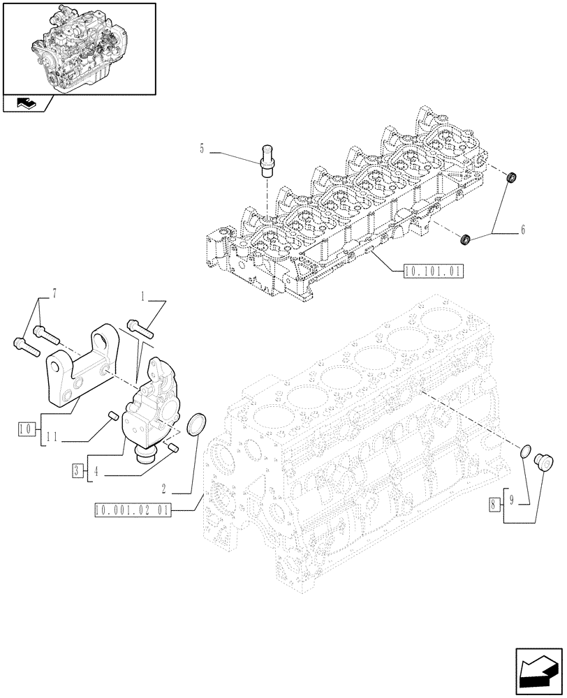 Схема запчастей Case IH F4GE9684R J603 - (10.402.01[02]) - PIPING - ENGINE COOLING SYSTEM (2855619 - 2852149 - 2853760 - 2856050) 