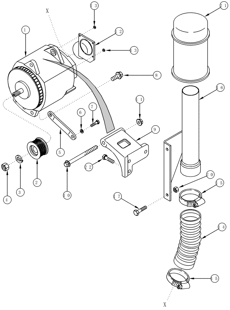 Схема запчастей Case IH CPX610 - (04-18) - ALTERNATOR MOUNTING AND FILTER (06) - ELECTRICAL SYSTEMS