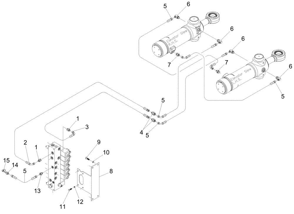 Схема запчастей Case IH A7000 - (B10.04[01]) - Hydraulic Circuit {Elevator Slew} (07) - HYDRAULICS