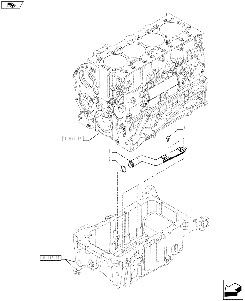 Схема запчастей Case IH F5AE9454J A002 - (10.250.03) - OIL PUMP, SUCTION PIPE (10) - ENGINE