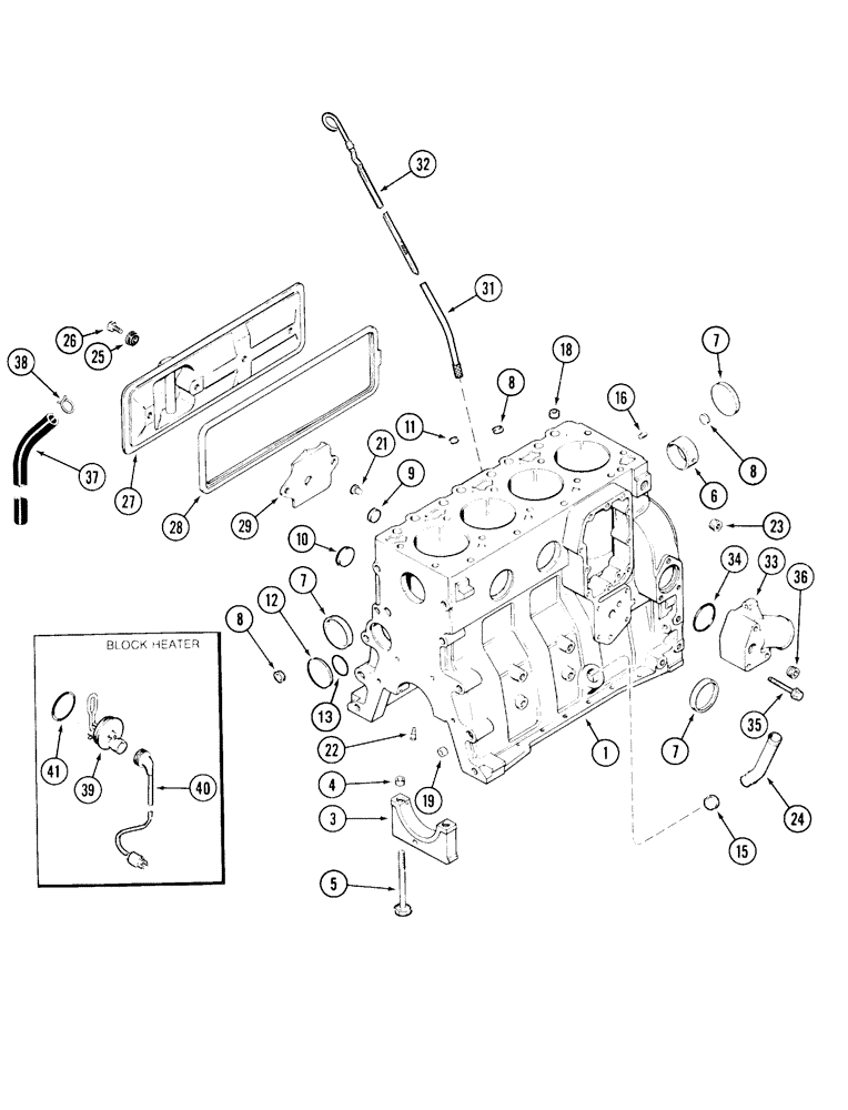 Схема запчастей Case IH 5220 - (2-50) - CYLINDER BLOCK, 5120/5220, 4T/4TA-390, ENGINE NO. 52107490 AND AFTER (02) - ENGINE